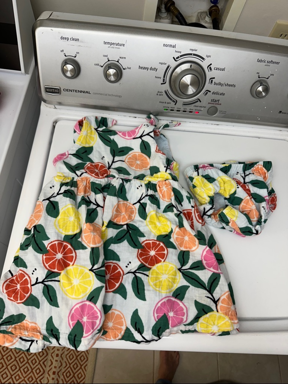 Hanna Andersson Multi Citrus Print Cotton Sundress with Headband